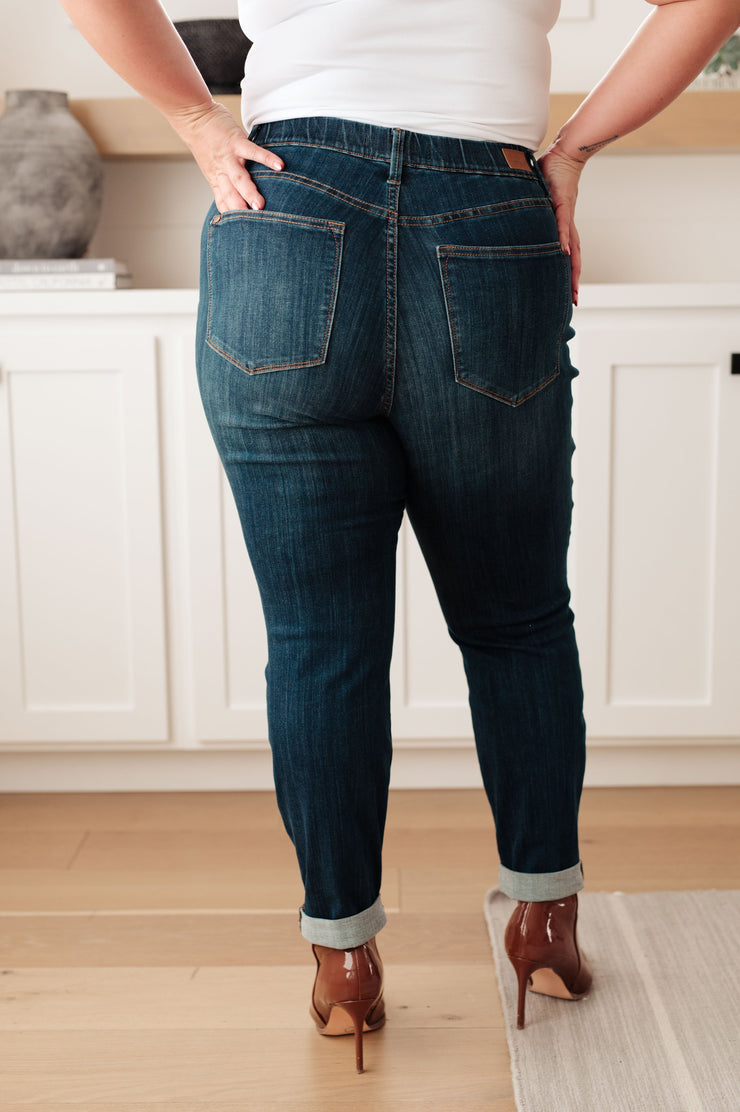 The Carleigh- High Rise Pull On Double Cuff Judy Blue Slim Jeans