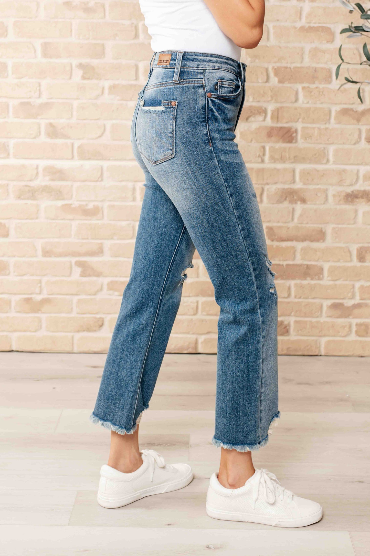 The Crystal- Distressed Crop Straight Leg Judy Blue Jeans