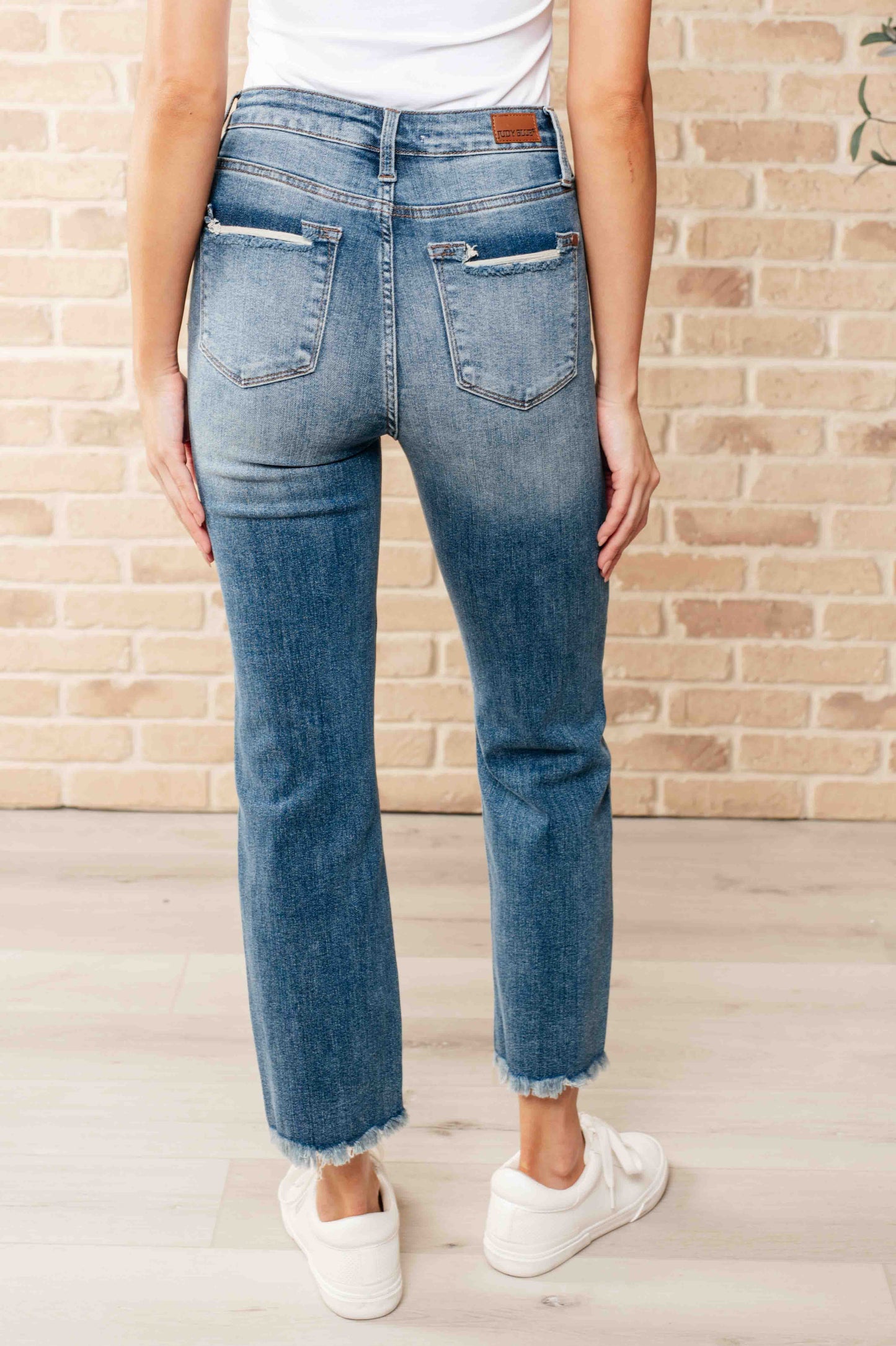 The Crystal- Distressed Crop Straight Leg Judy Blue Jeans