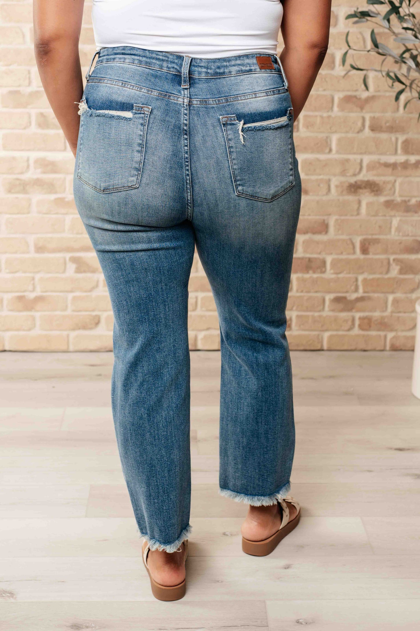 The Crystal- Distressed Crop Straight Leg Judy Blue Jeans