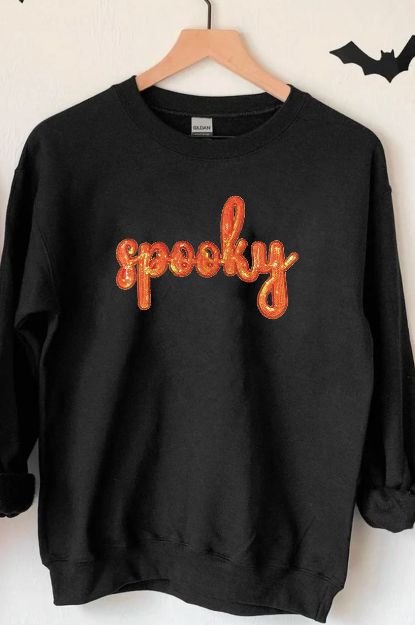 Black Spooky Patch Sweatshirt