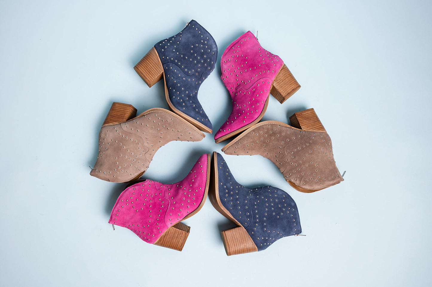 6.5 - Magenta Twilight Studded Heeled Ankle Boot