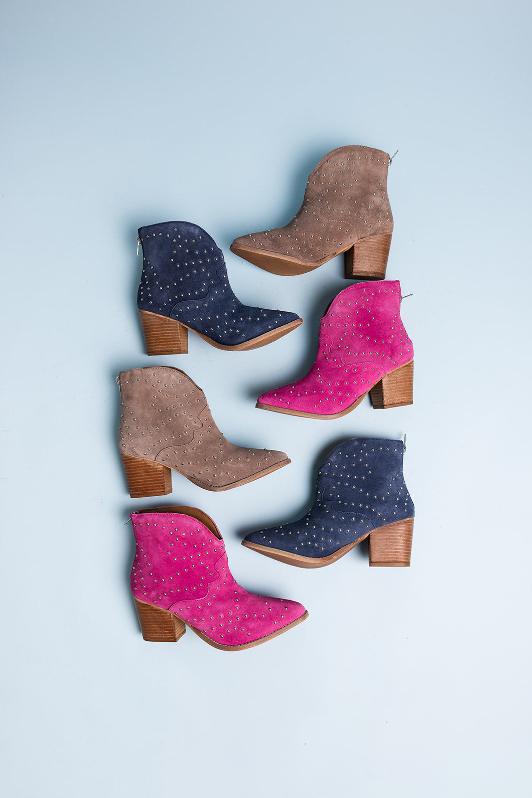6.5 - Magenta Twilight Studded Heeled Ankle Boot