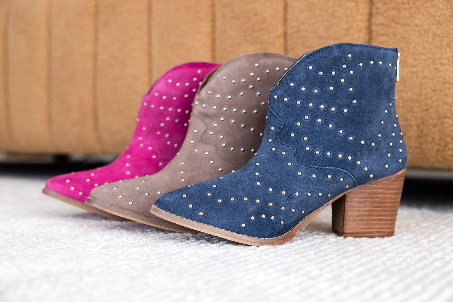6.5 - Magenta Twilight Studded Heeled Ankle Boot