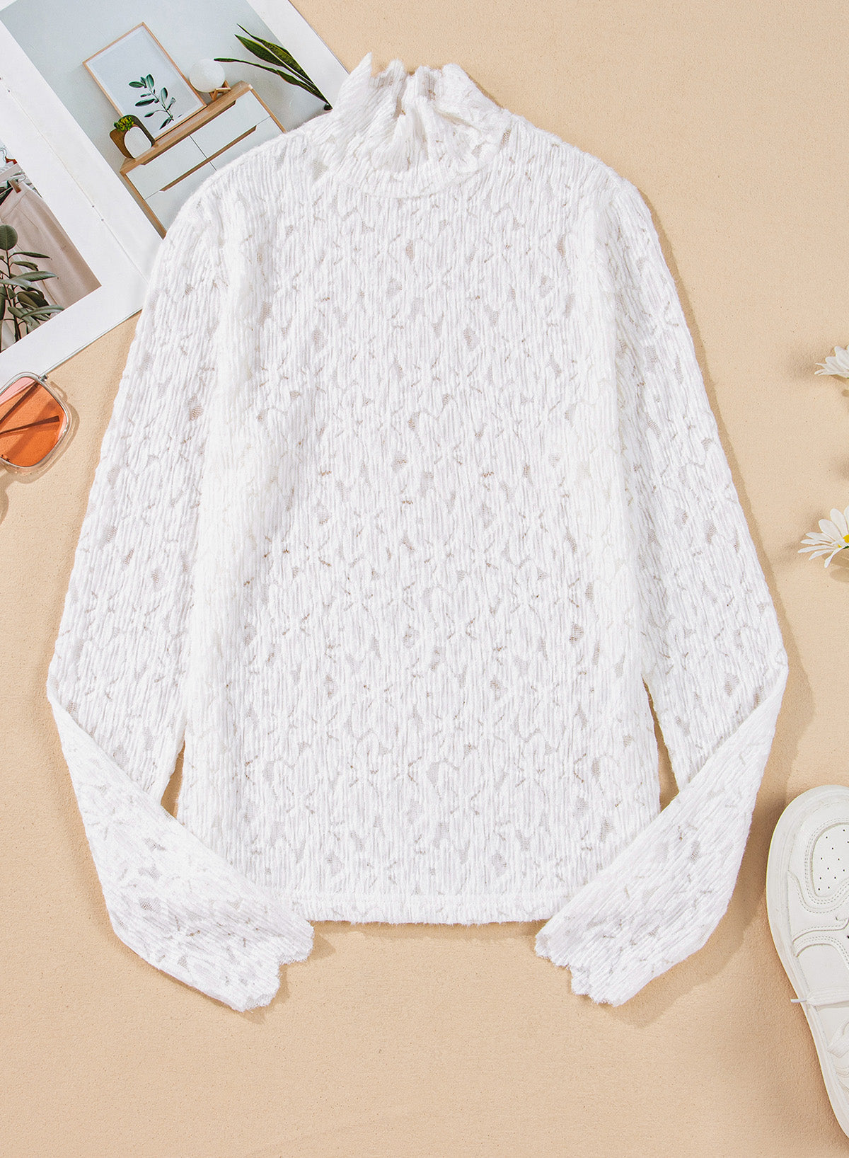 Floral Lace Top- White