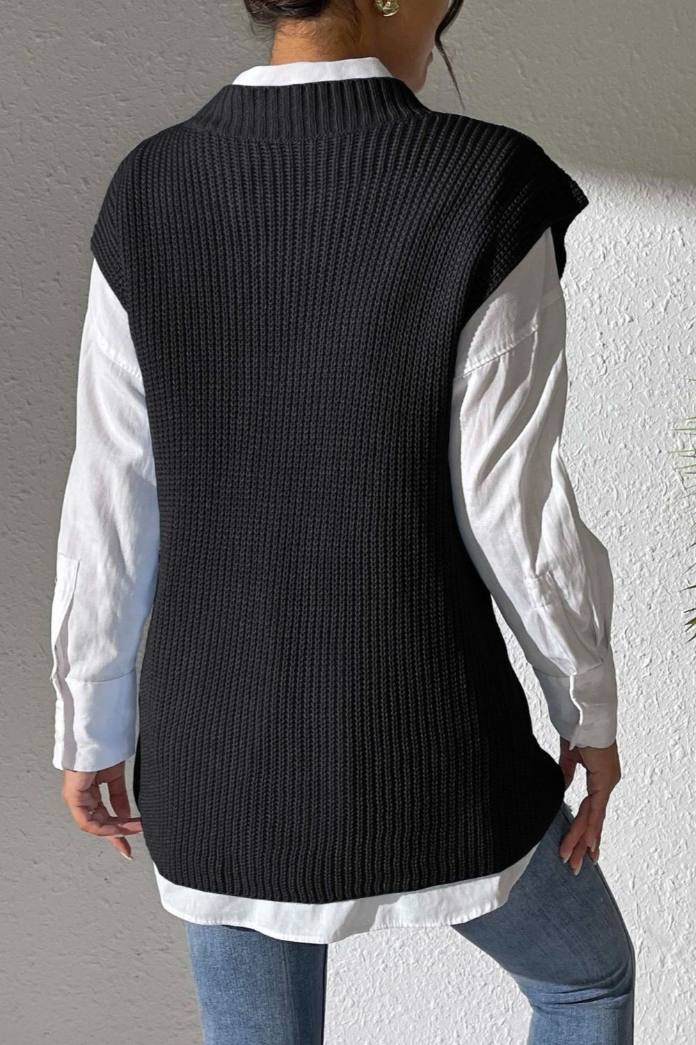 V-Neck Sweater Vest- 5 Colors (Light Blue, Chocolate, Black, Beige, Ivory)