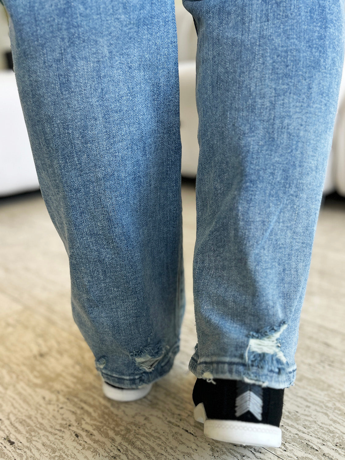 The Kelsey- Judy Blue Distressed Straight Jeans