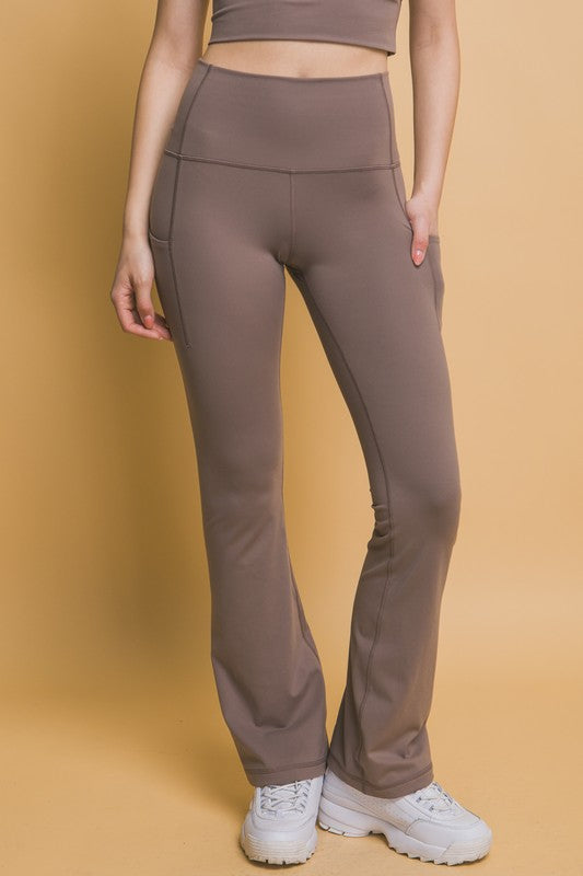 High Waist Flare Active Leggings with Pockets