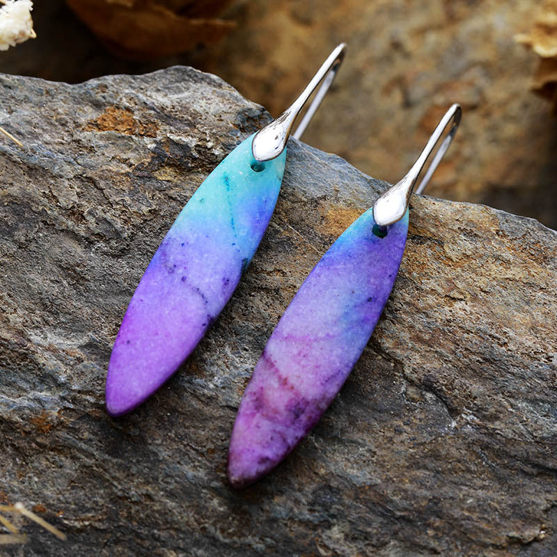 Copper & Natural Stone Earrings- 3 Colors (Blue, Green, Purple)