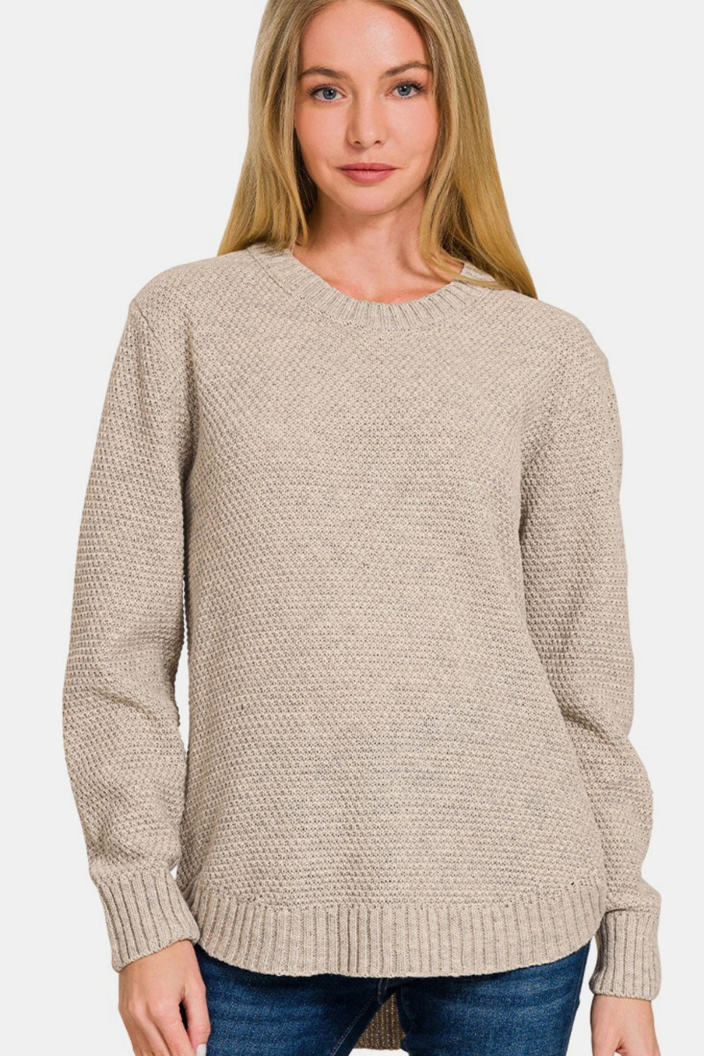 Basic B Sweater- Heather Beige