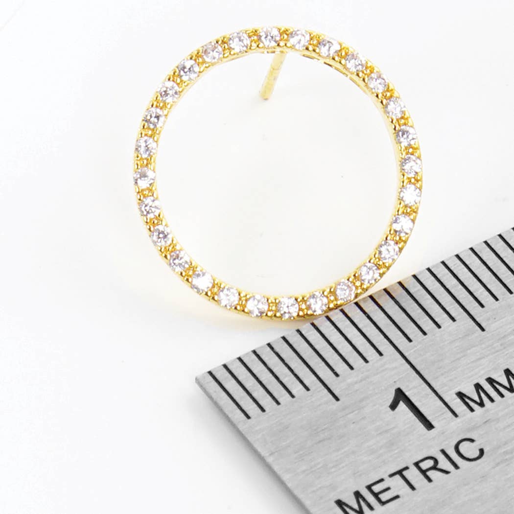 CZ Gold-Dipped Loop Earring: RCR / ONE SIZE