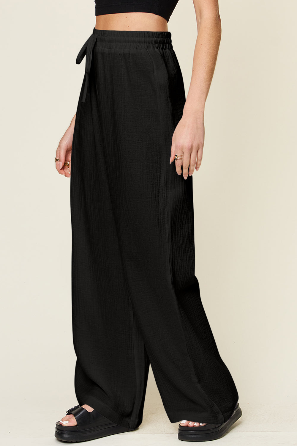 4 Color- Homebody Drawstring Wide Leg Pants