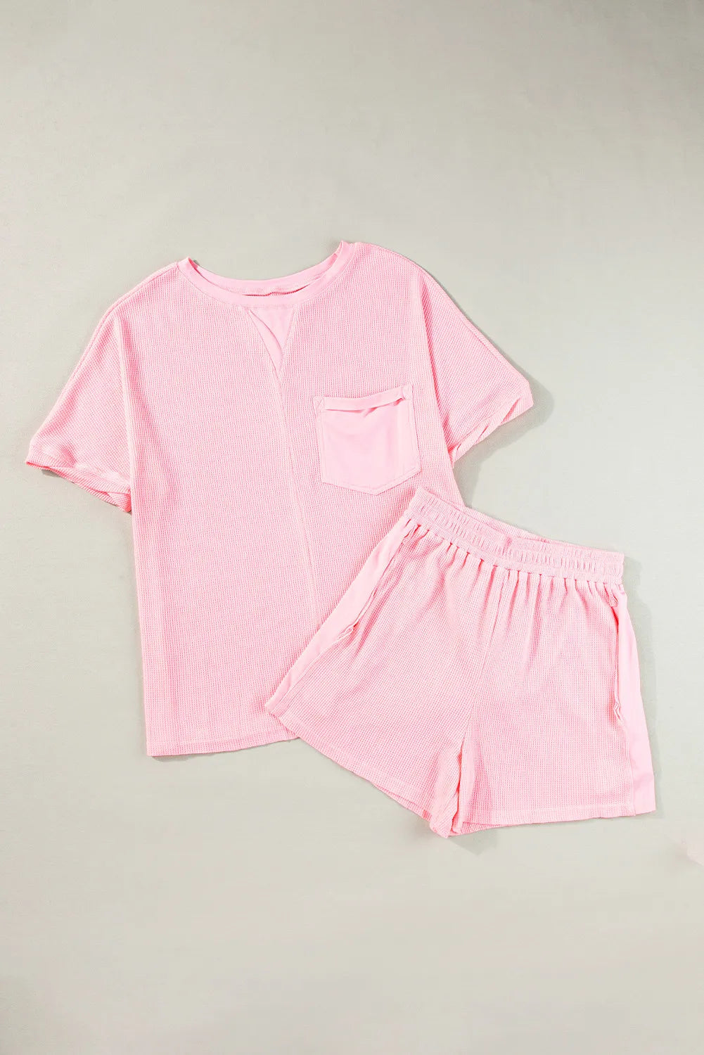 3 Colors- Stress Free Waffle-Knit Top and Shorts Set