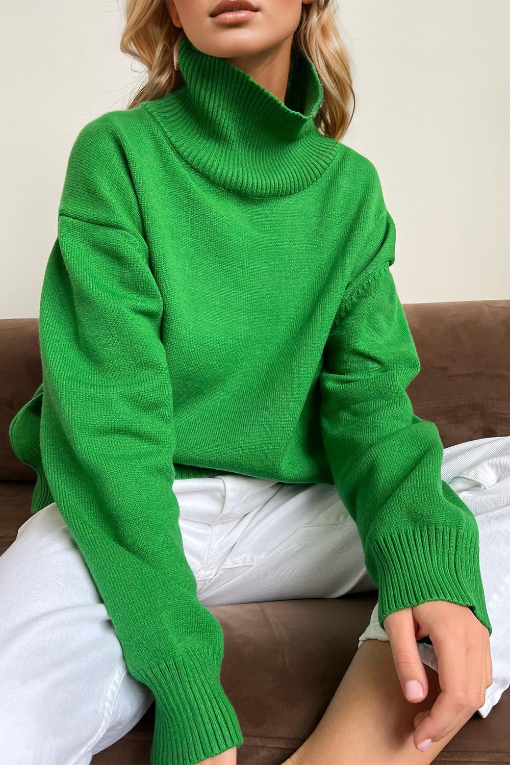 Turtleneck Dropped Shoulder Sweater- 12 Colors