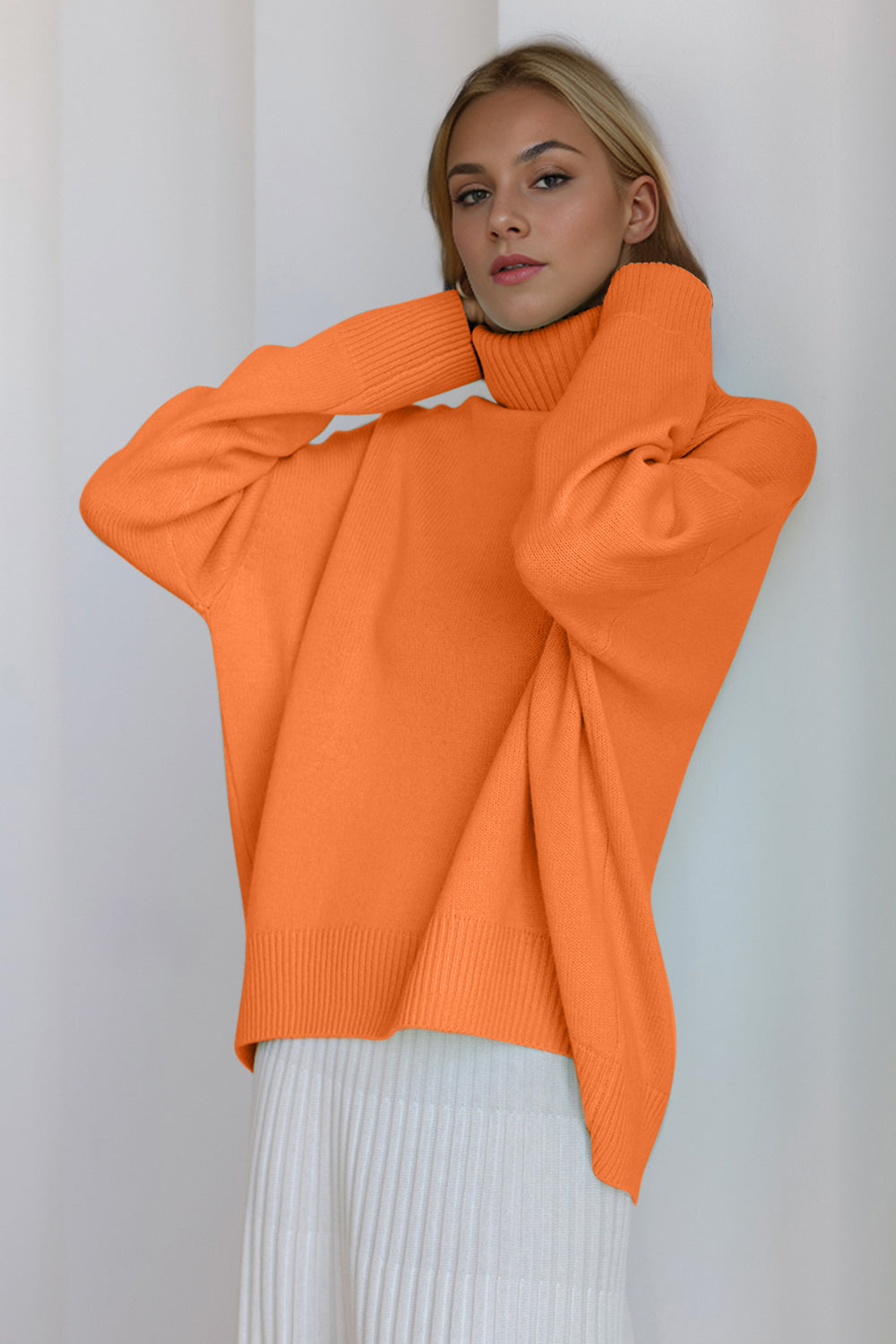 Turtleneck Dropped Shoulder Sweater- 12 Colors