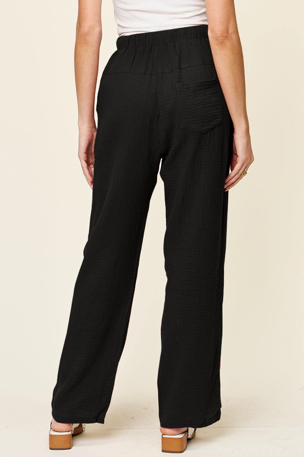 2 Colors- Basic B Drawstring Straight Leg Pants