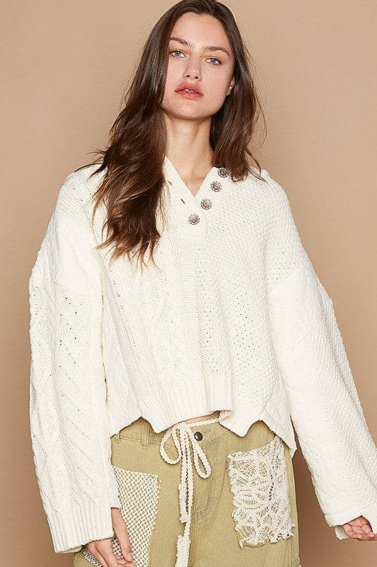 The Charmer POL Cable-Knit Hooded Sweater