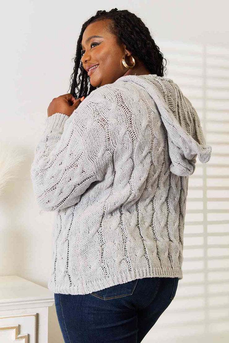 ~Cable-Knit Hooded Sweater