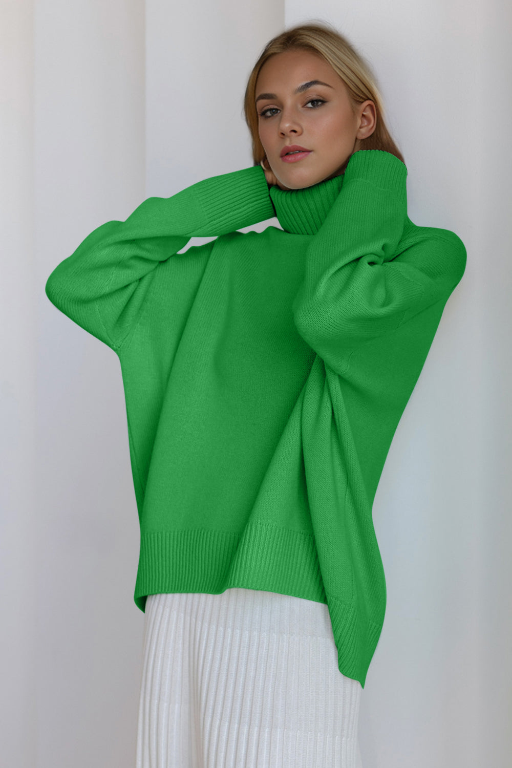 Turtleneck Dropped Shoulder Sweater- 12 Colors