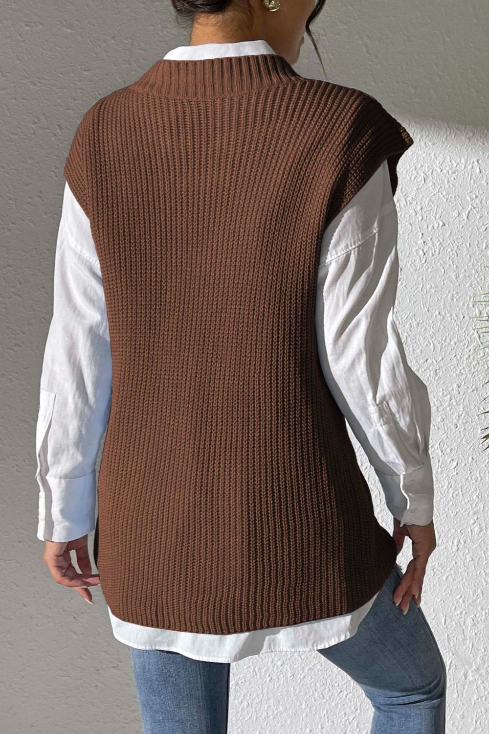 V-Neck Sweater Vest- 5 Colors (Light Blue, Chocolate, Black, Beige, Ivory)