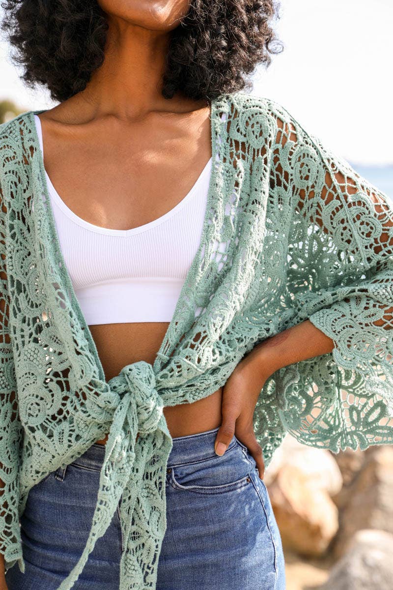 Summer Crochet Floral Petal Kimono Wrap ☀️: Mocha