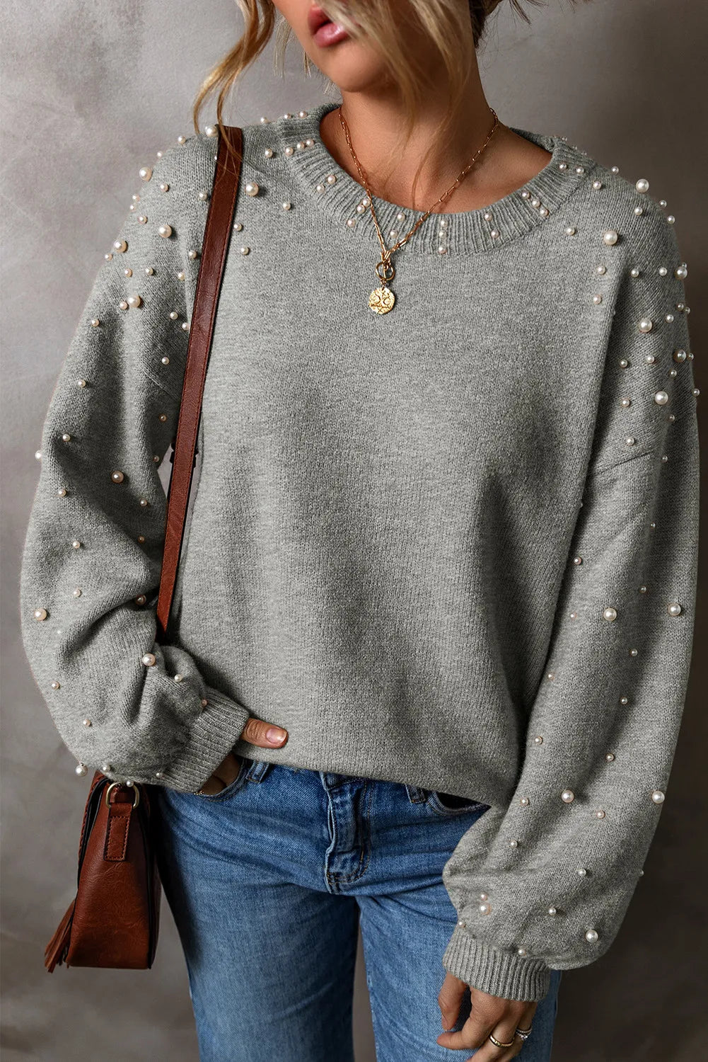 In the Details Pearl Sweater - 4 Colors - Black, Emerald, Mocha, Gray