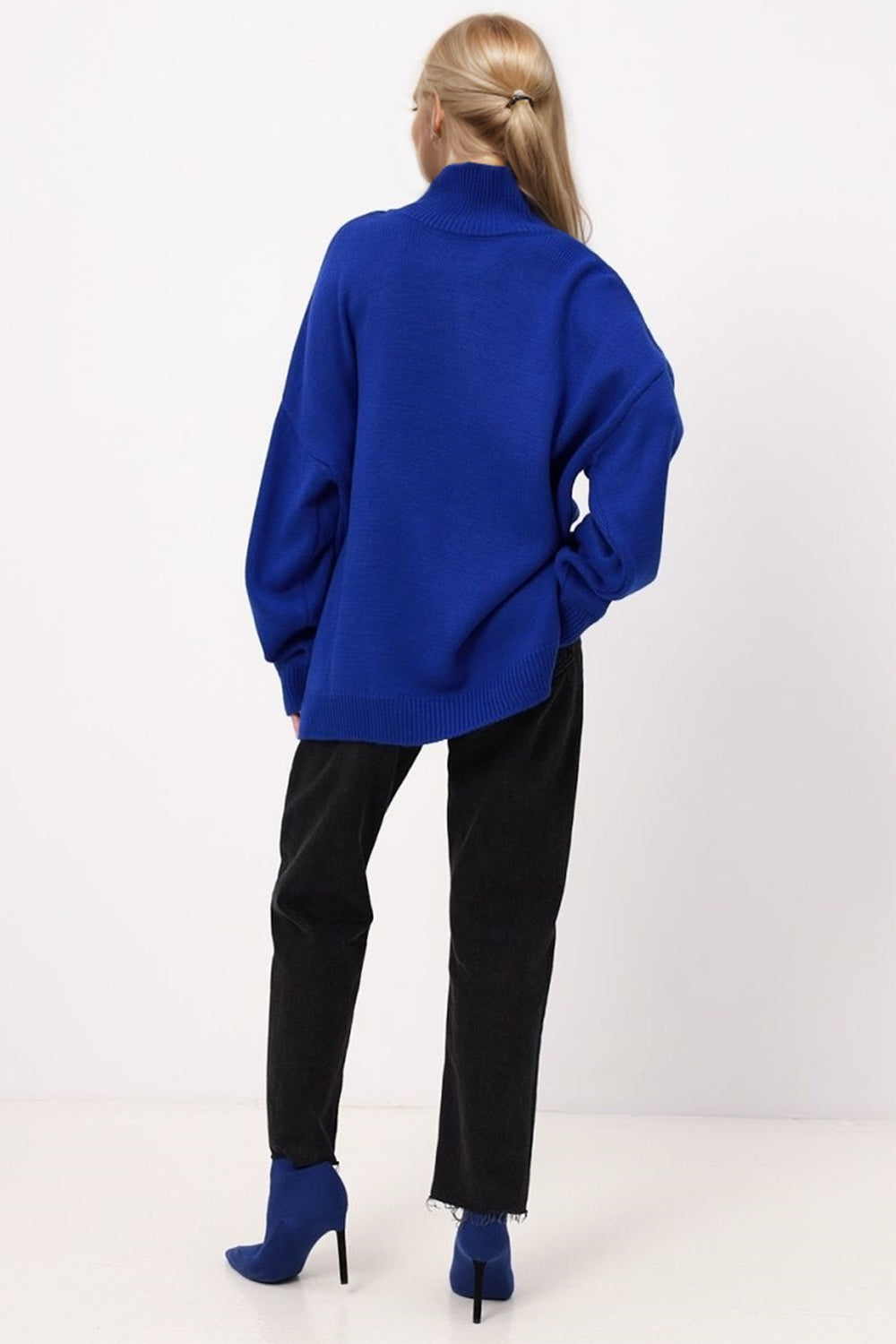 Side Slit Turtleneck Long Sleeve Sweater- 5 Colors (Khaki, Royal Blue, Dust Storm, Dusty Pink, Light Blue)