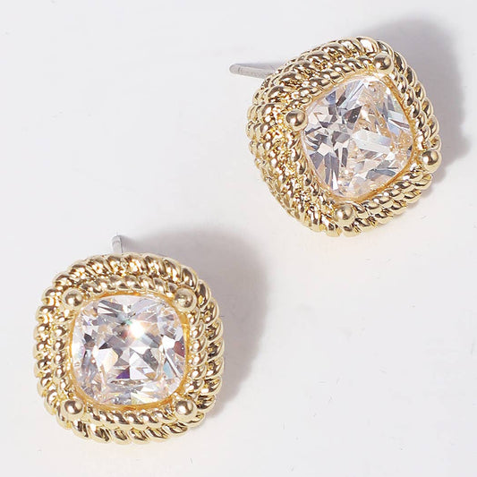 Basic B Stud Earrings- Diamond