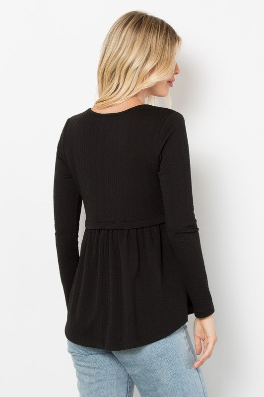 Black Babydoll Knit Top