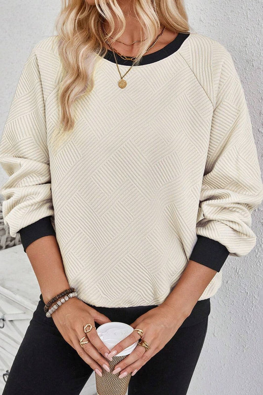 Two Tone Hottie Sweatshirt- Black/Beige