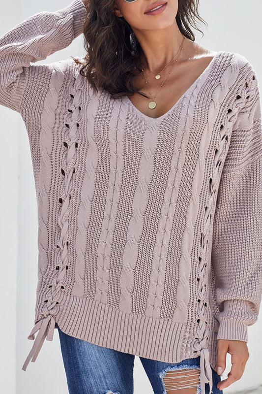Lace Me Up V-Neck Sweater