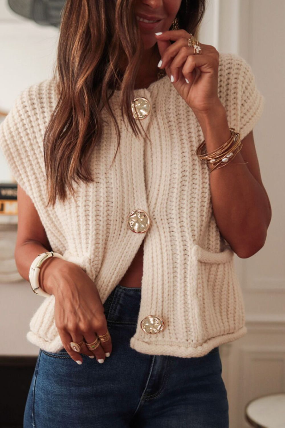 Button Up Sweater- 2 Colors (Cream, Red)