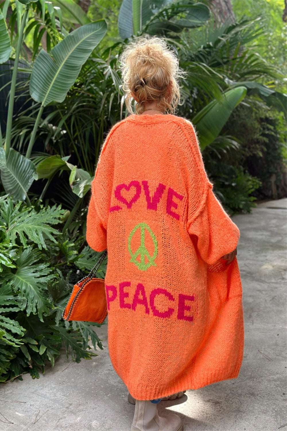 Love Peace Dropped Shoulder Cardigan