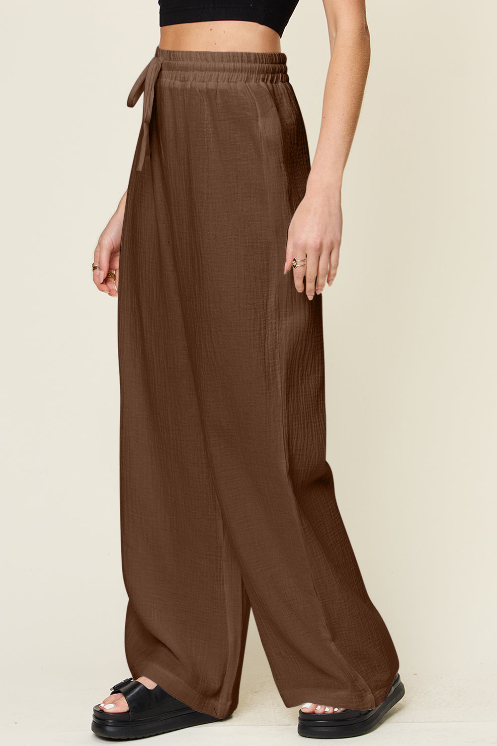 4 Color- Homebody Drawstring Wide Leg Pants