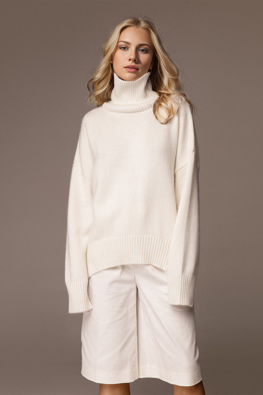 Turtleneck Dropped Shoulder Sweater- 12 Colors