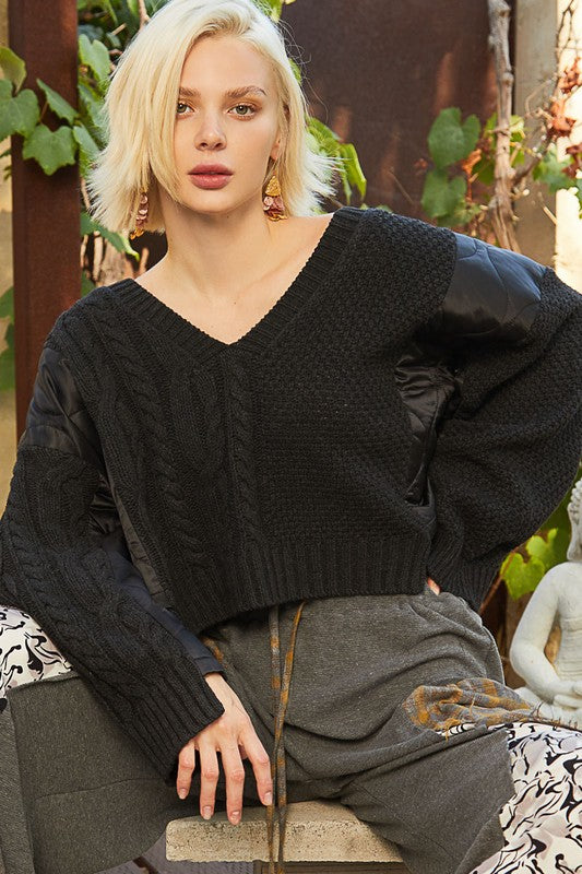 The Diva POL Cable Knit Quilted Sweater