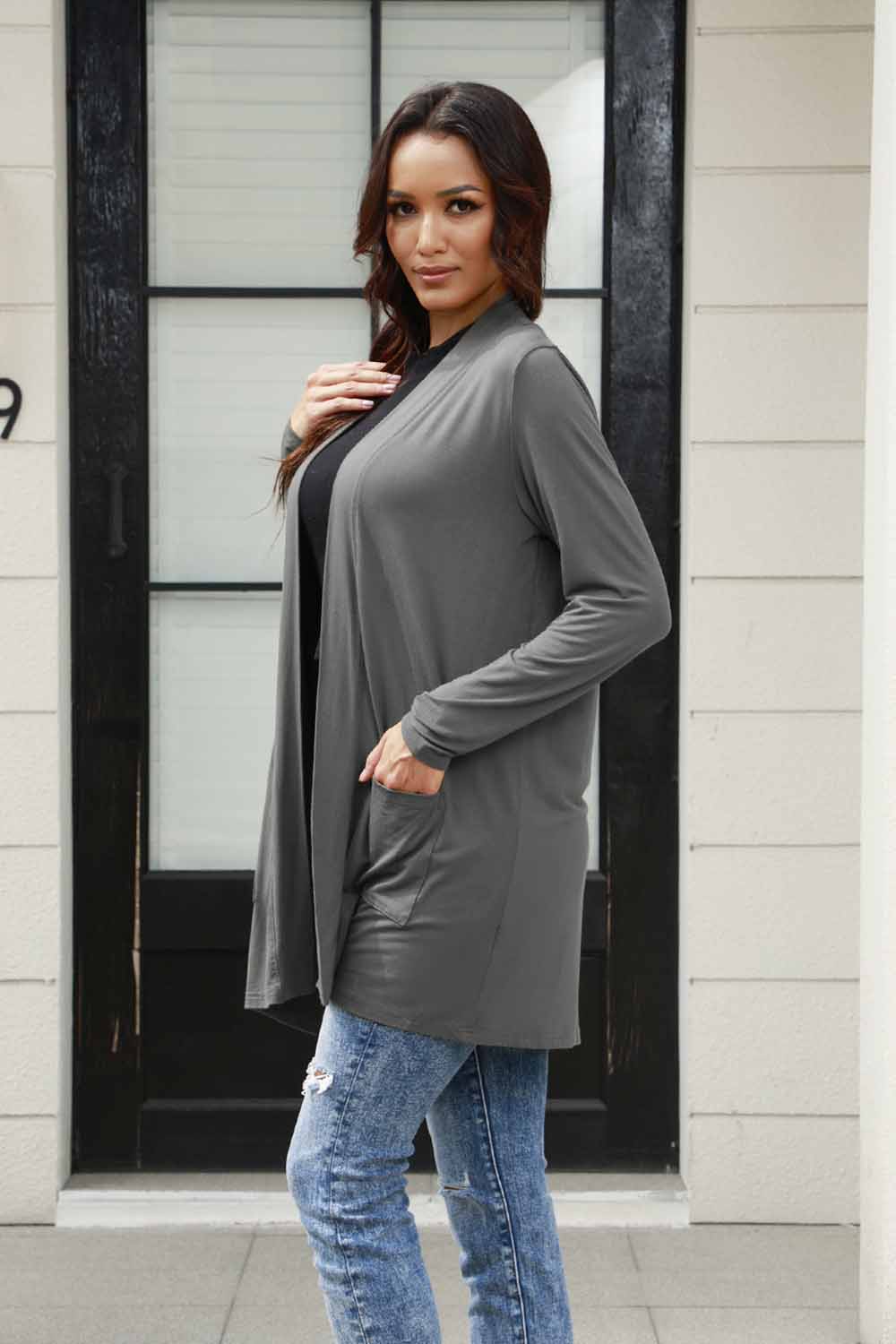 Casually Confident Cardigan- 5 Colors (Gray, Army Green, Black, Deep Red, Pink)