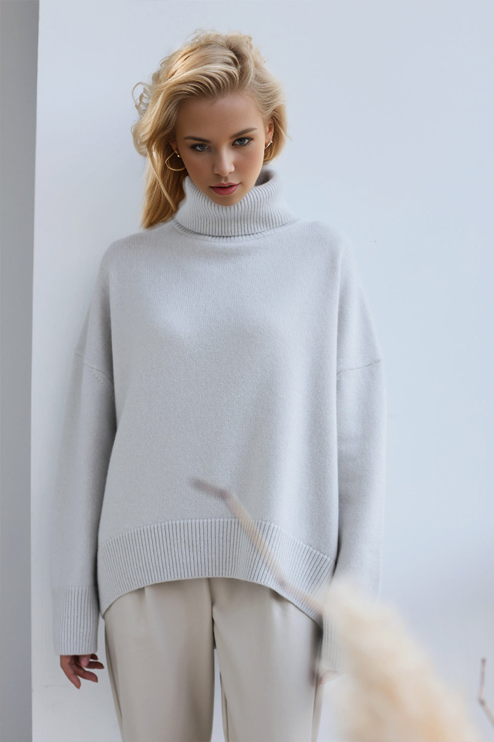 Turtleneck Dropped Shoulder Sweater- 12 Colors