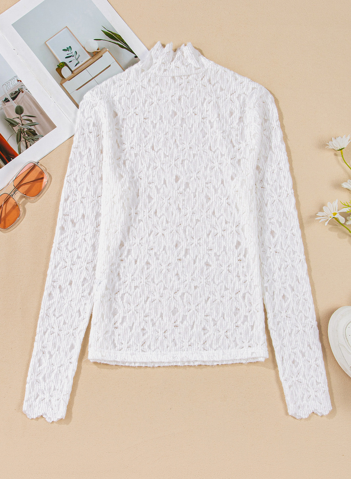 Floral Lace Top- White