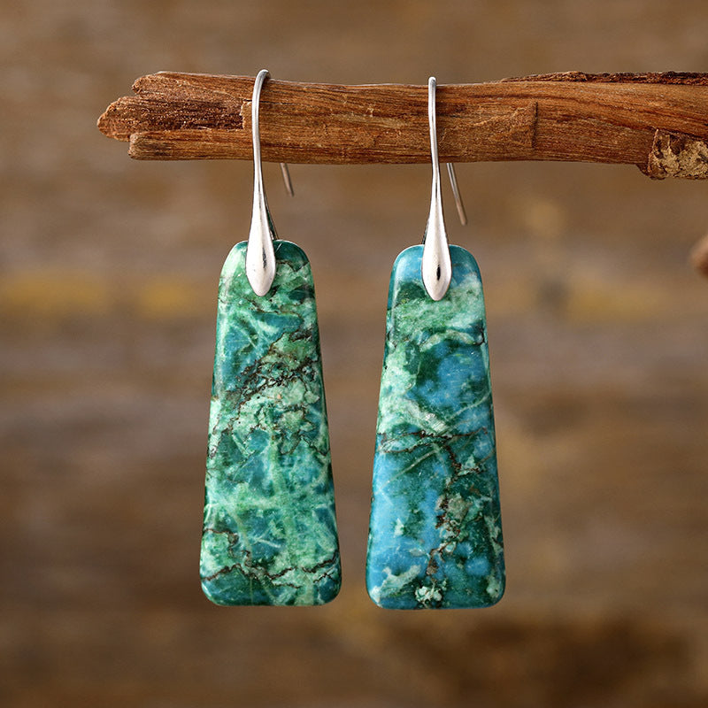 Copper & Natural Stone Earrings- 3 Colors (Navy, Purple, Green)