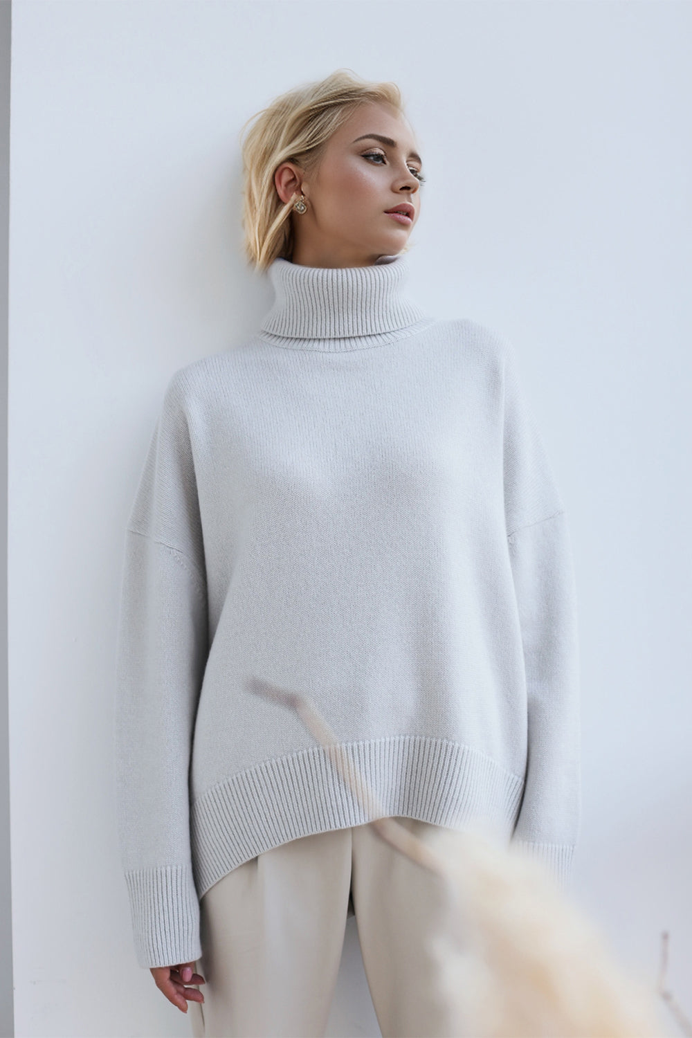 Turtleneck Dropped Shoulder Sweater- 12 Colors