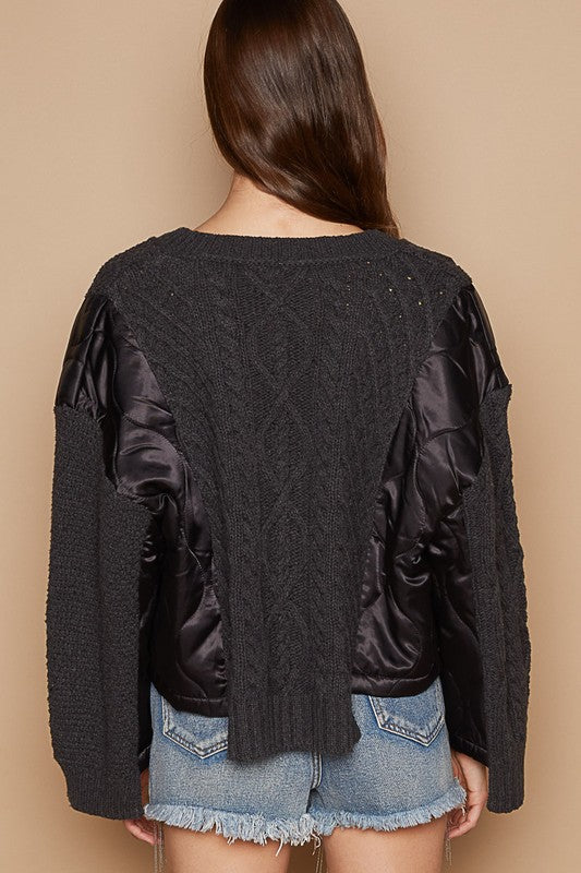 The Diva POL Cable Knit Quilted Sweater