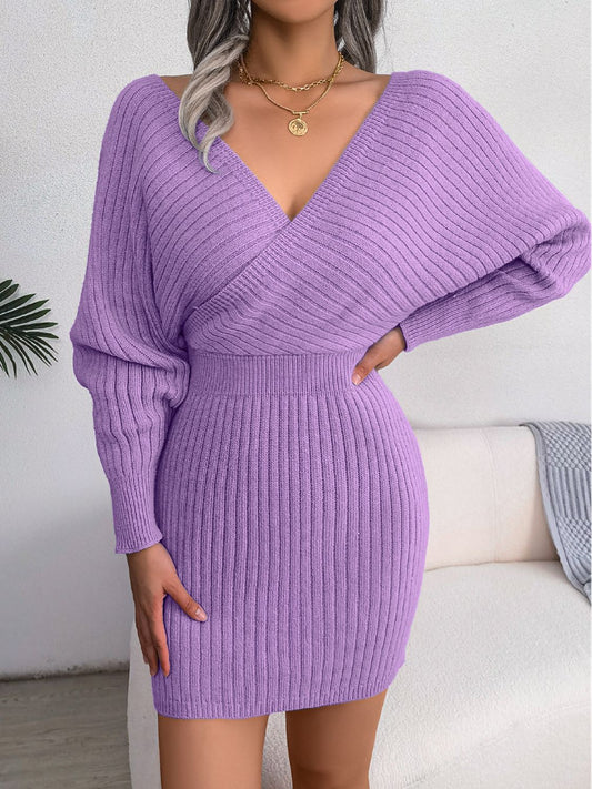 High Spirits Sweater Dress- 4 Colors ( Purple, Lt Blue, Green, Black)