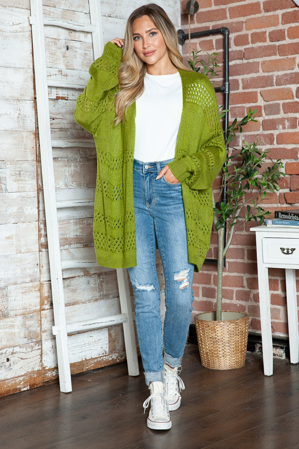 Openwork Long Sleeve Cardigan- 6 Colors (Matcha, Black, Lavender, Sand, Cloudy Blue, Cream)