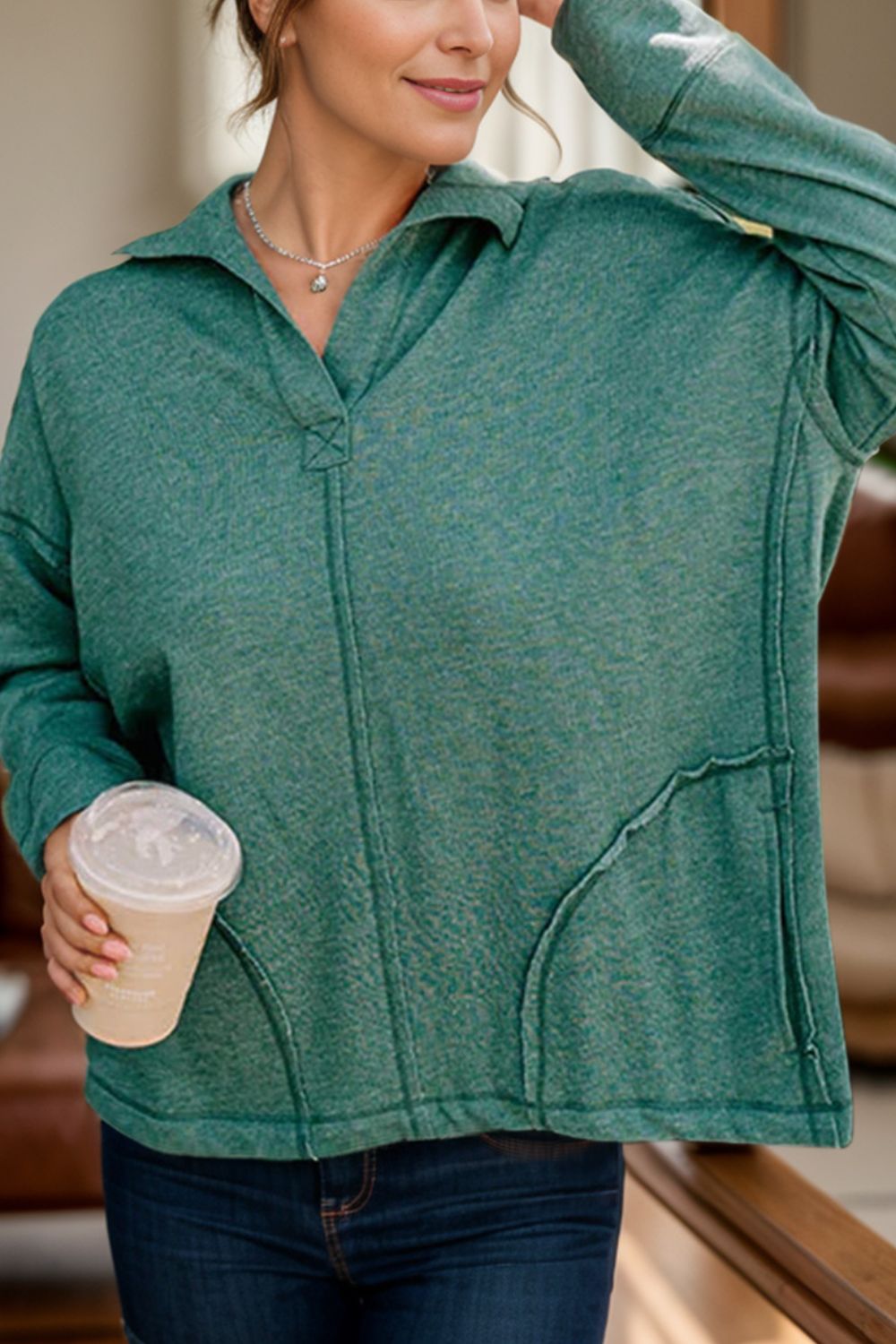 Settled Down Sweatshirt- 2 Colors (Gray, Dark Green)