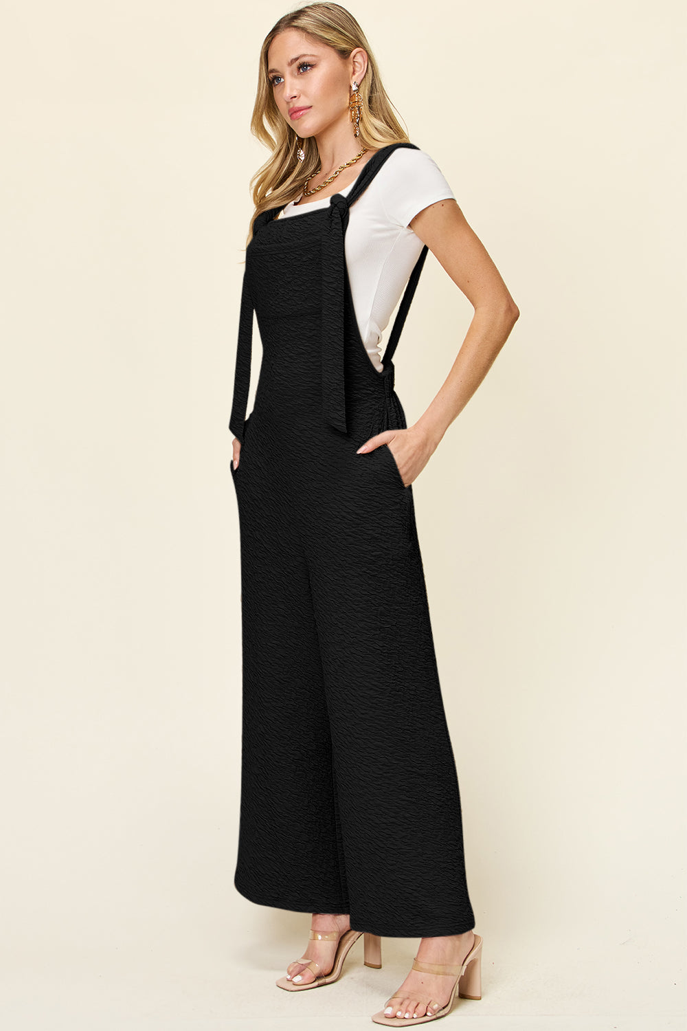 Sleeveless Wide Leg Jumpsuit- Black