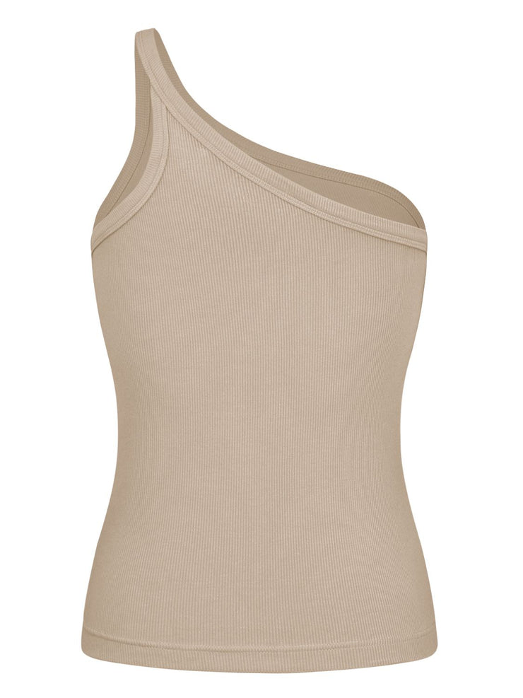 Ribbed One-Shoulder Tank- 2 colors