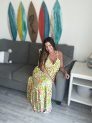 Stay Sweet Floral Dress- Melon Lime