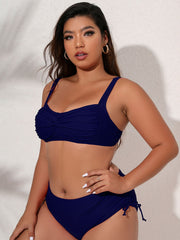 Plus Size Twist Tie Bikini Set- 5 Colors (Red, Blue, Fuschia, Black, Navy)