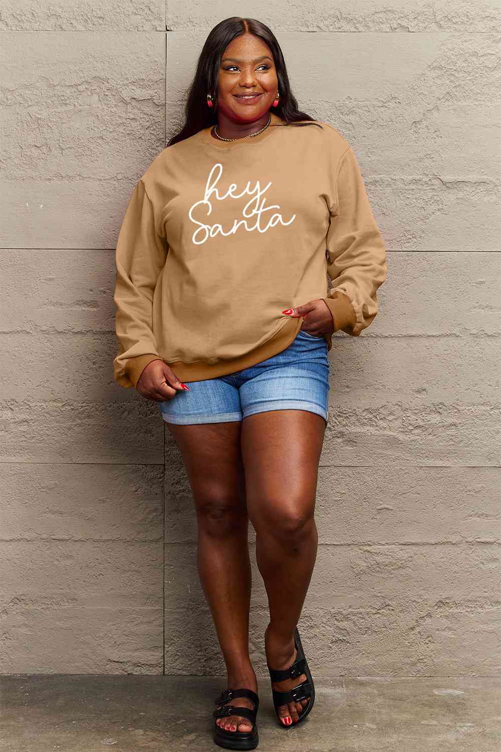 Hey Santa Sweatshirt- 3 Colors (Red, Black, Taupe)